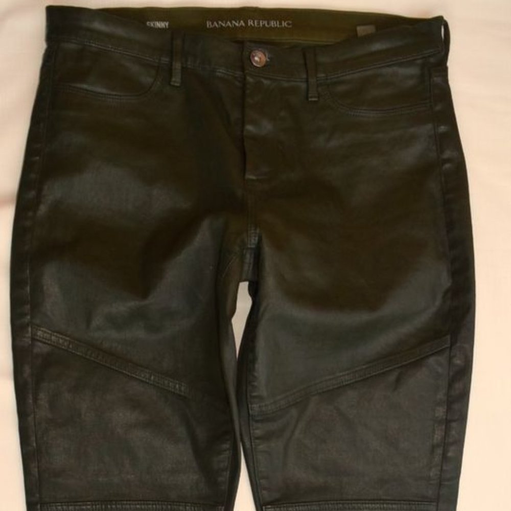 Banana Republic Deep Olive Green Coated Wax Skinny